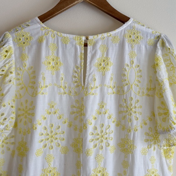 STS Sail To Sable Yellow Eyelet Midi Dress XL Spring Party Cottagecore - Picture 4 of 6